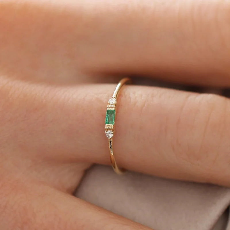 Emerald Whisper Dainty Ring