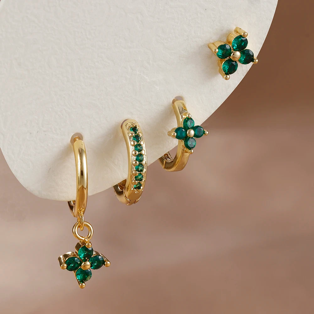 Emerald Clover Luxe Earring Set