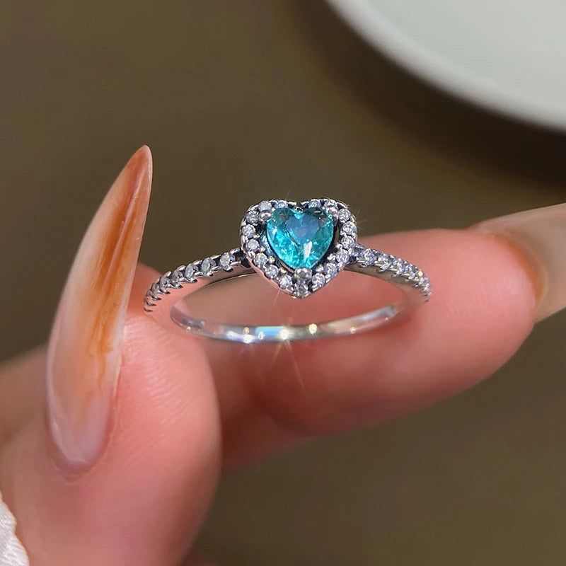 Ocean Heart Halo Ring
