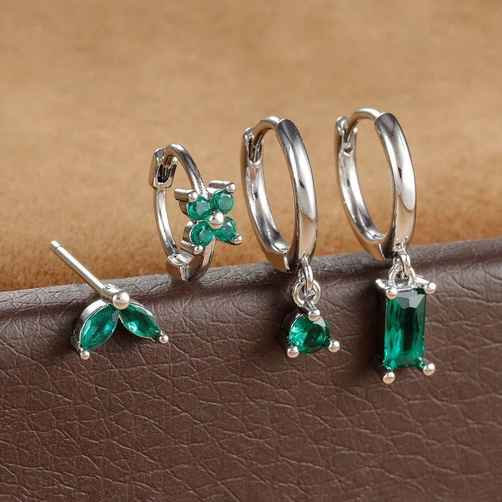 Emerald Clover Luxe Earring Set