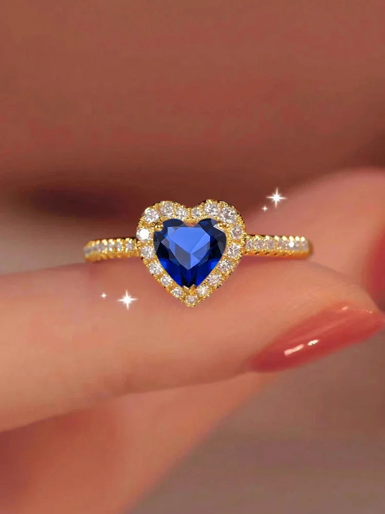 Ocean Heart Halo Ring