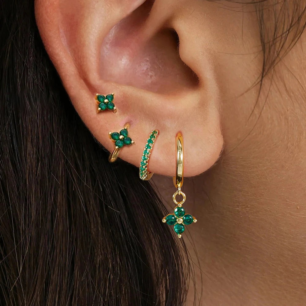 Emerald Clover Luxe Earring Set
