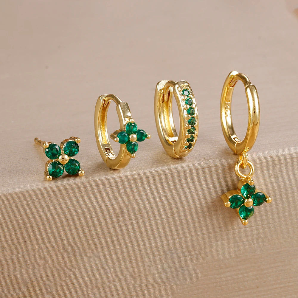 Emerald Clover Luxe Earring Set